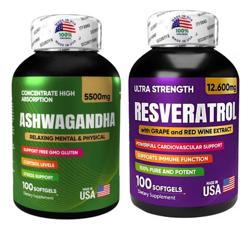 💥 Potencia tu Energía y Bienestar con el Combo Ashwagandha + Resveratrol 💥